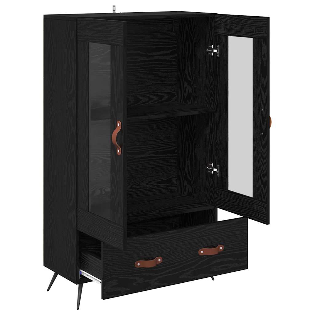 Highboard Μαύρη Οξυά 69,5 x 31 x 115 εκ. Σύνθετο Ξύλο και Γυαλί