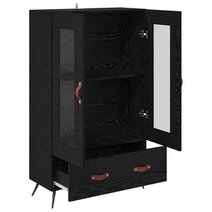 Highboard Μαύρη Οξυά 69,5 x 31 x 115 εκ. Σύνθετο Ξύλο και Γυαλί