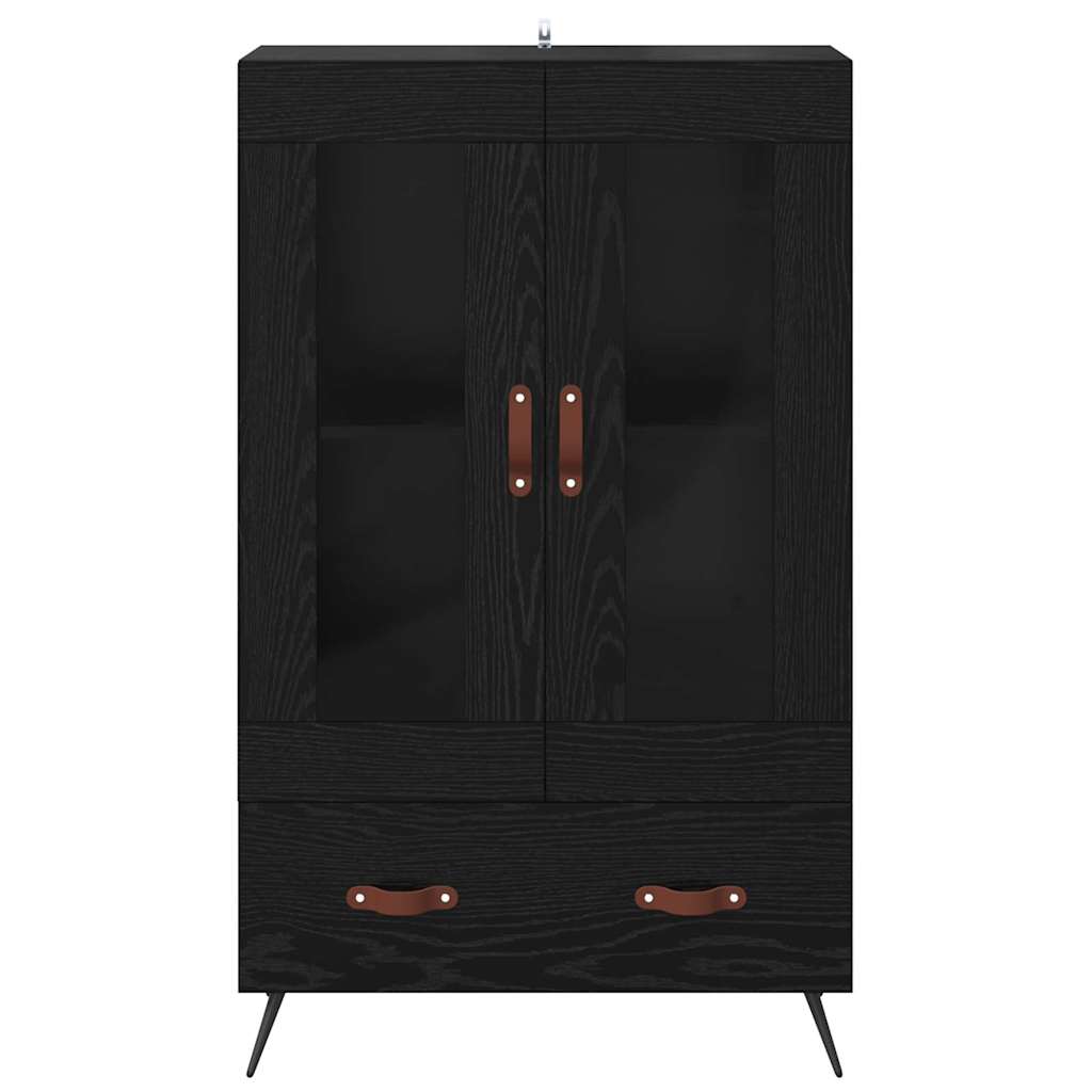 Highboard Μαύρη Οξυά 69,5 x 31 x 115 εκ. Σύνθετο Ξύλο και Γυαλί