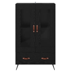Highboard Μαύρη Οξυά 69,5 x 31 x 115 εκ. Σύνθετο Ξύλο και Γυαλί