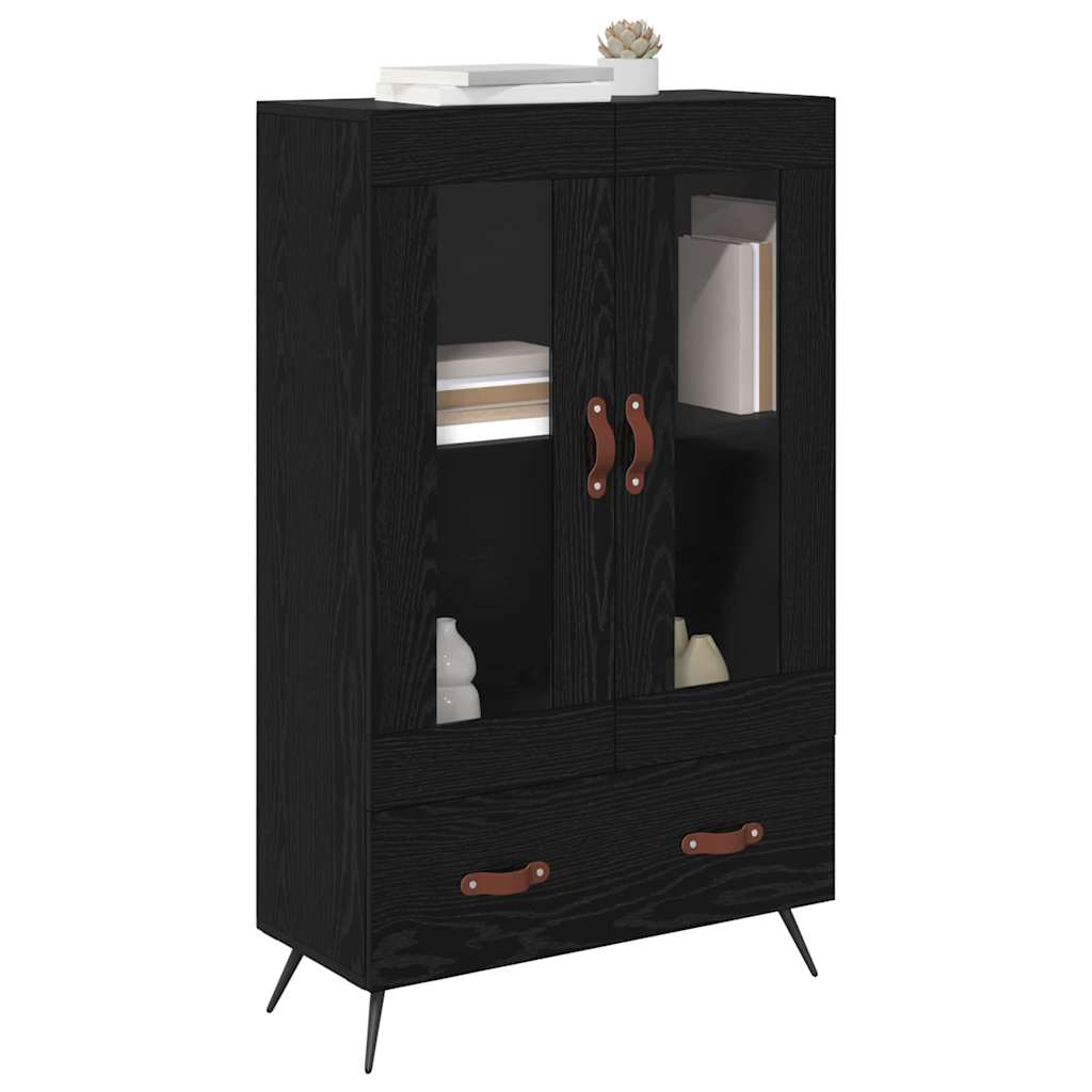 Highboard Μαύρη Οξυά 69,5 x 31 x 115 εκ. Σύνθετο Ξύλο και Γυαλί