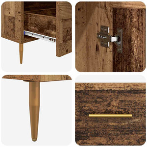 Highboard Παλιό Ξύλο 69,5 x 31 x 115 εκ. Σύνθετο Ξύλο και Γυαλί - Pakobazaar
