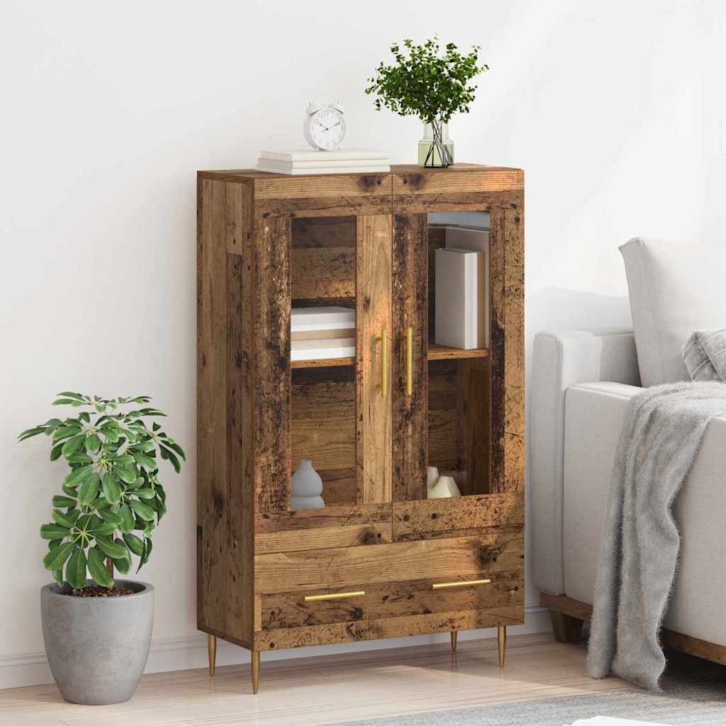 Highboard Παλιό Ξύλο 69,5 x 31 x 115 εκ. Σύνθετο Ξύλο και Γυαλί - Pakobazaar