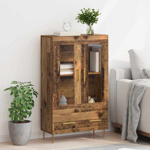 Highboard Παλιό Ξύλο 69,5 x 31 x 115 εκ. Σύνθετο Ξύλο και Γυαλί - Pakobazaar
