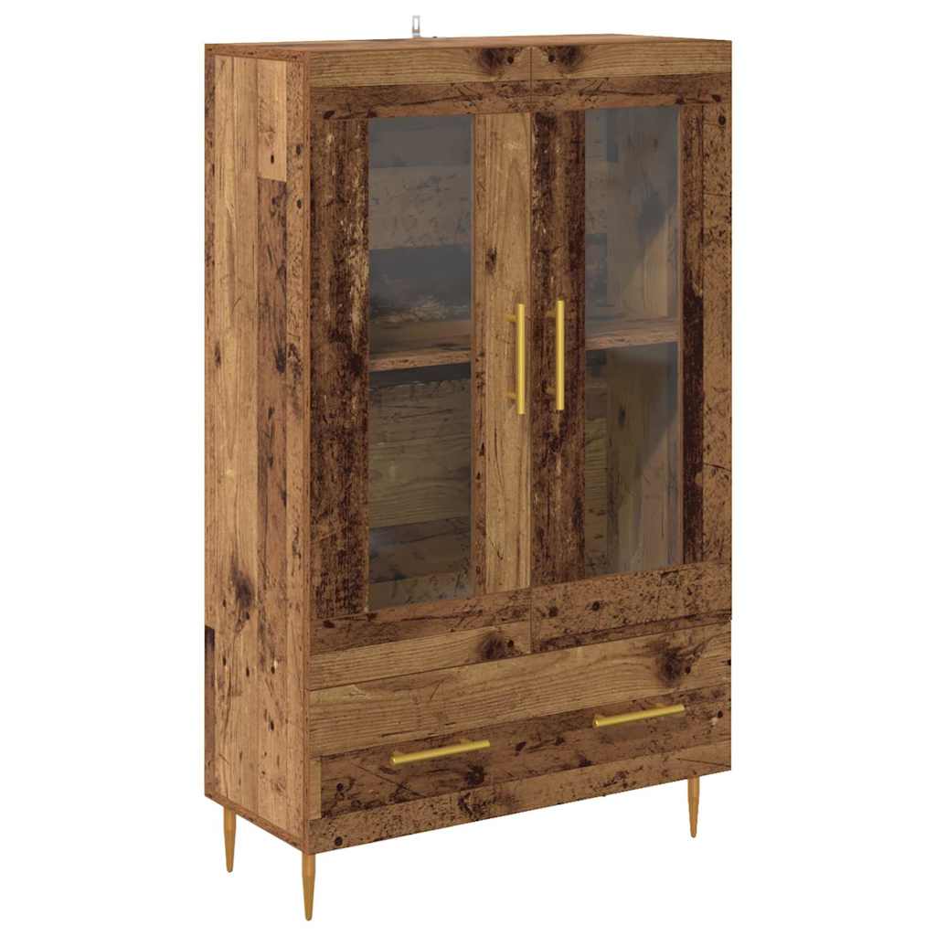 Highboard Παλιό Ξύλο 69,5 x 31 x 115 εκ. Σύνθετο Ξύλο και Γυαλί - Pakobazaar