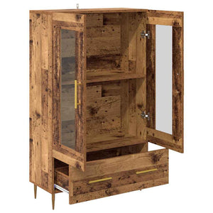 Highboard Παλιό Ξύλο 69,5 x 31 x 115 εκ. Σύνθετο Ξύλο και Γυαλί - Pakobazaar
