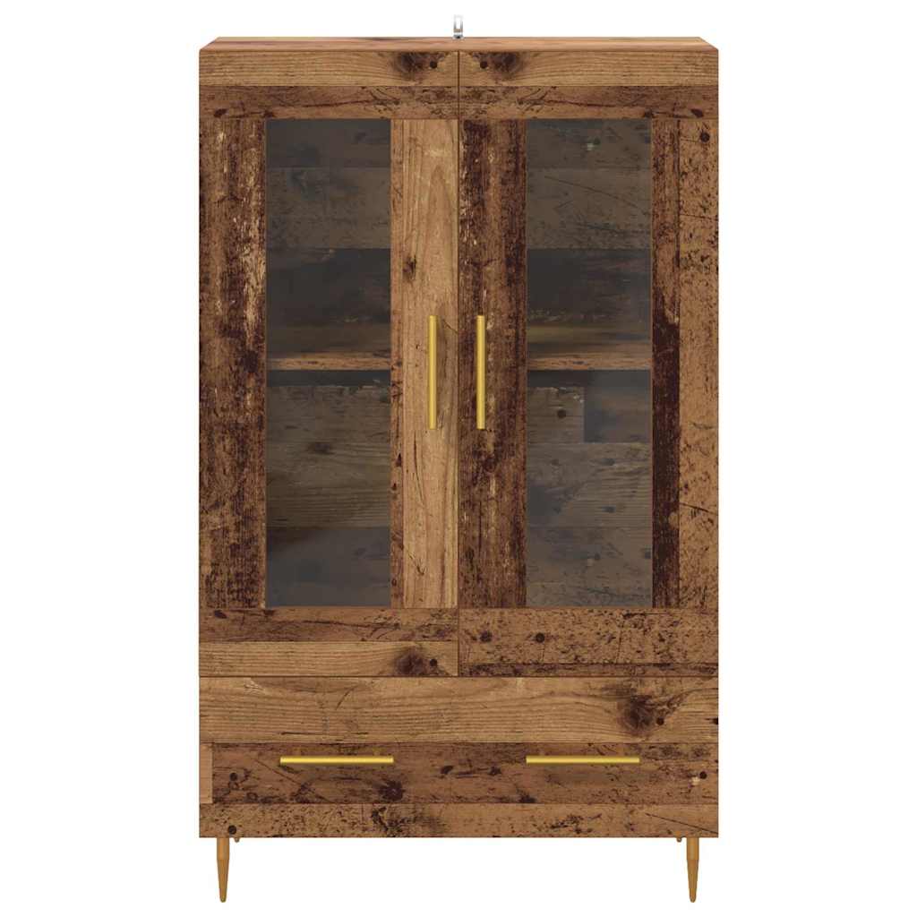 Highboard Παλιό Ξύλο 69,5 x 31 x 115 εκ. Σύνθετο Ξύλο και Γυαλί - Pakobazaar