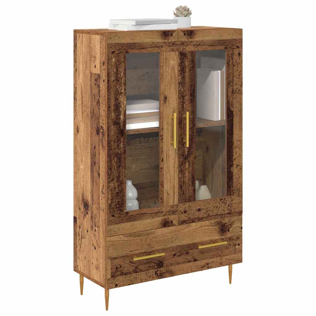 Highboard Παλιό Ξύλο 69,5 x 31 x 115 εκ. Σύνθετο Ξύλο και Γυαλί - Pakobazaar