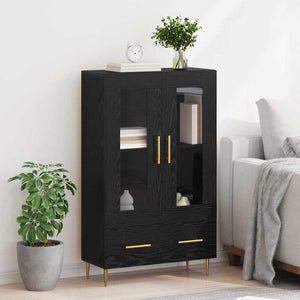 Highboard Μαύρη Οξυά 69,5 x 31 x 115 εκ. Σύνθετο Ξύλο και Γυαλί - Pakobazaar