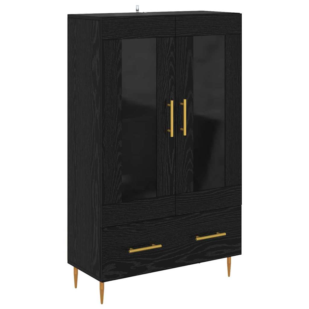 Highboard Μαύρη Οξυά 69,5 x 31 x 115 εκ. Σύνθετο Ξύλο και Γυαλί - Pakobazaar