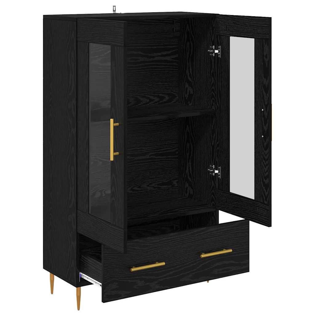 Highboard Μαύρη Οξυά 69,5 x 31 x 115 εκ. Σύνθετο Ξύλο και Γυαλί - Pakobazaar