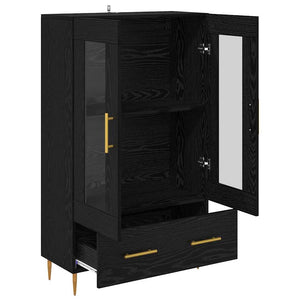 Highboard Μαύρη Οξυά 69,5 x 31 x 115 εκ. Σύνθετο Ξύλο και Γυαλί - Pakobazaar
