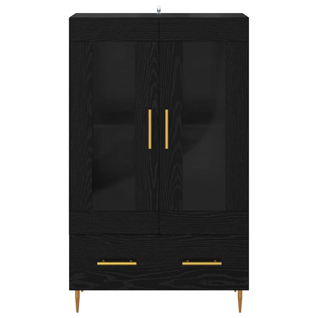 Highboard Μαύρη Οξυά 69,5 x 31 x 115 εκ. Σύνθετο Ξύλο και Γυαλί - Pakobazaar