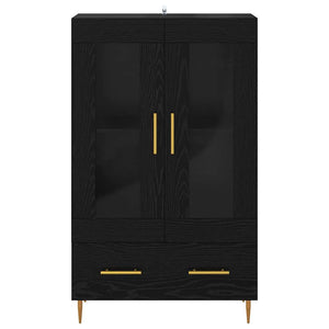 Highboard Μαύρη Οξυά 69,5 x 31 x 115 εκ. Σύνθετο Ξύλο και Γυαλί - Pakobazaar