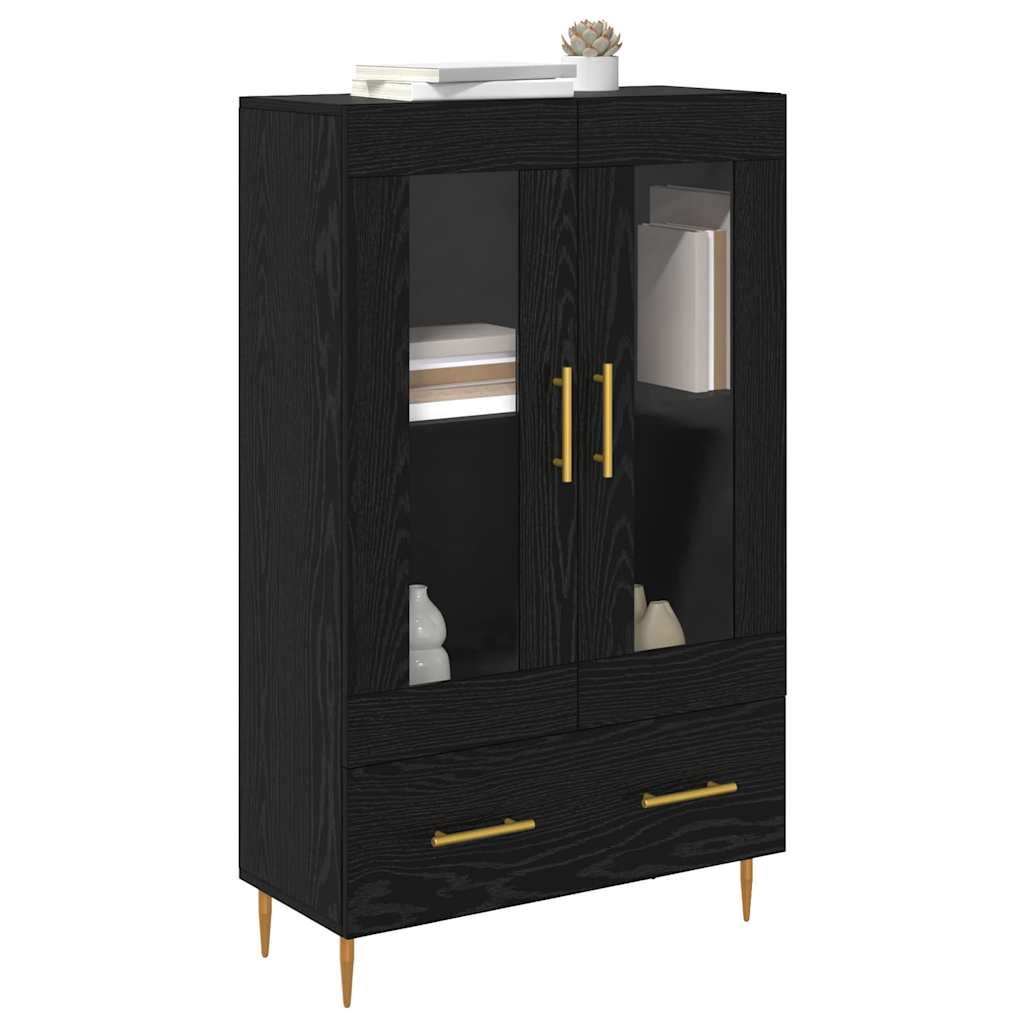 Highboard Μαύρη Οξυά 69,5 x 31 x 115 εκ. Σύνθετο Ξύλο και Γυαλί - Pakobazaar