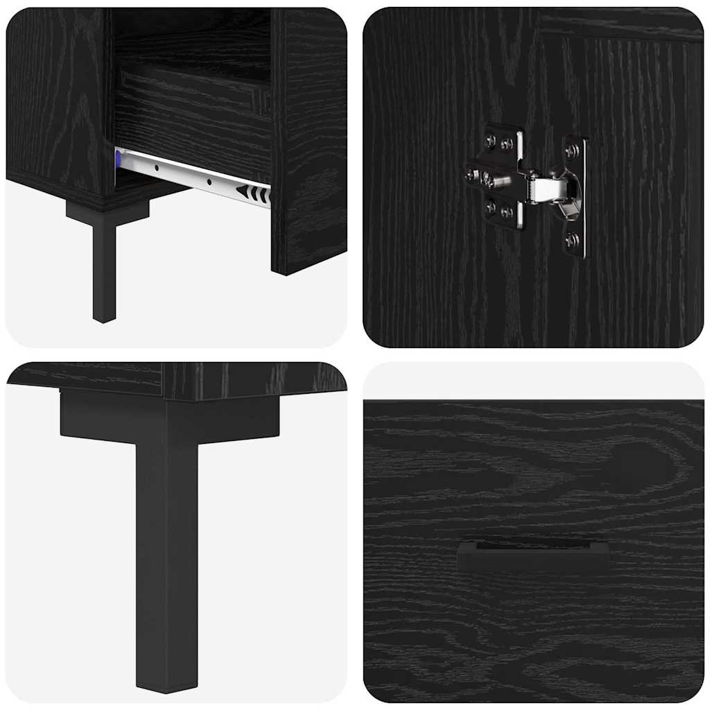 Highboard Μαύρη Οξυά 69,5 x 31 x 115 εκ. Επεξεργασμένο ξύλο