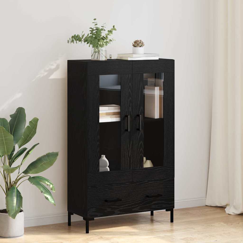 Highboard Μαύρη Οξυά 69,5 x 31 x 115 εκ. Επεξεργασμένο ξύλο