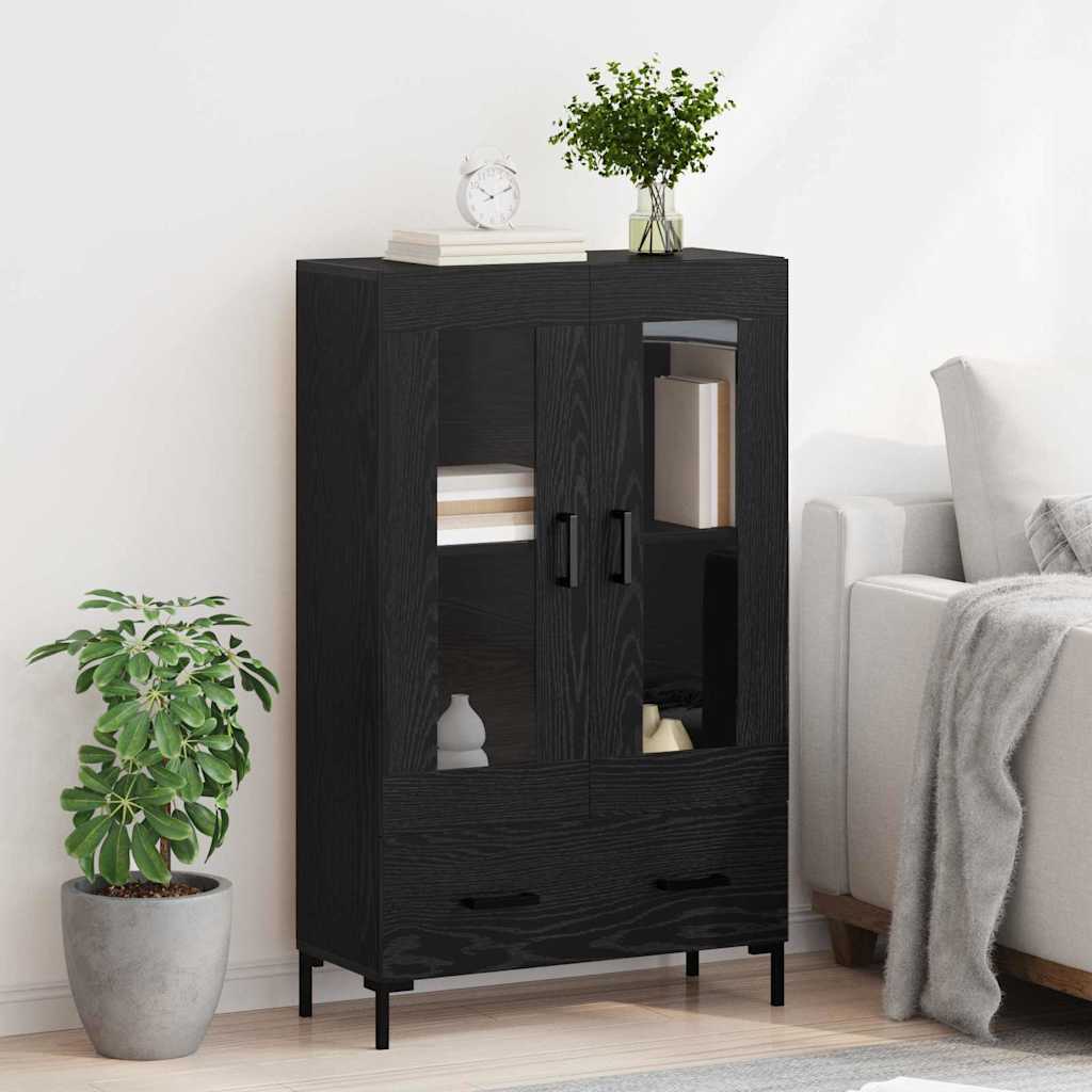 Highboard Μαύρη Οξυά 69,5 x 31 x 115 εκ. Επεξεργασμένο ξύλο
