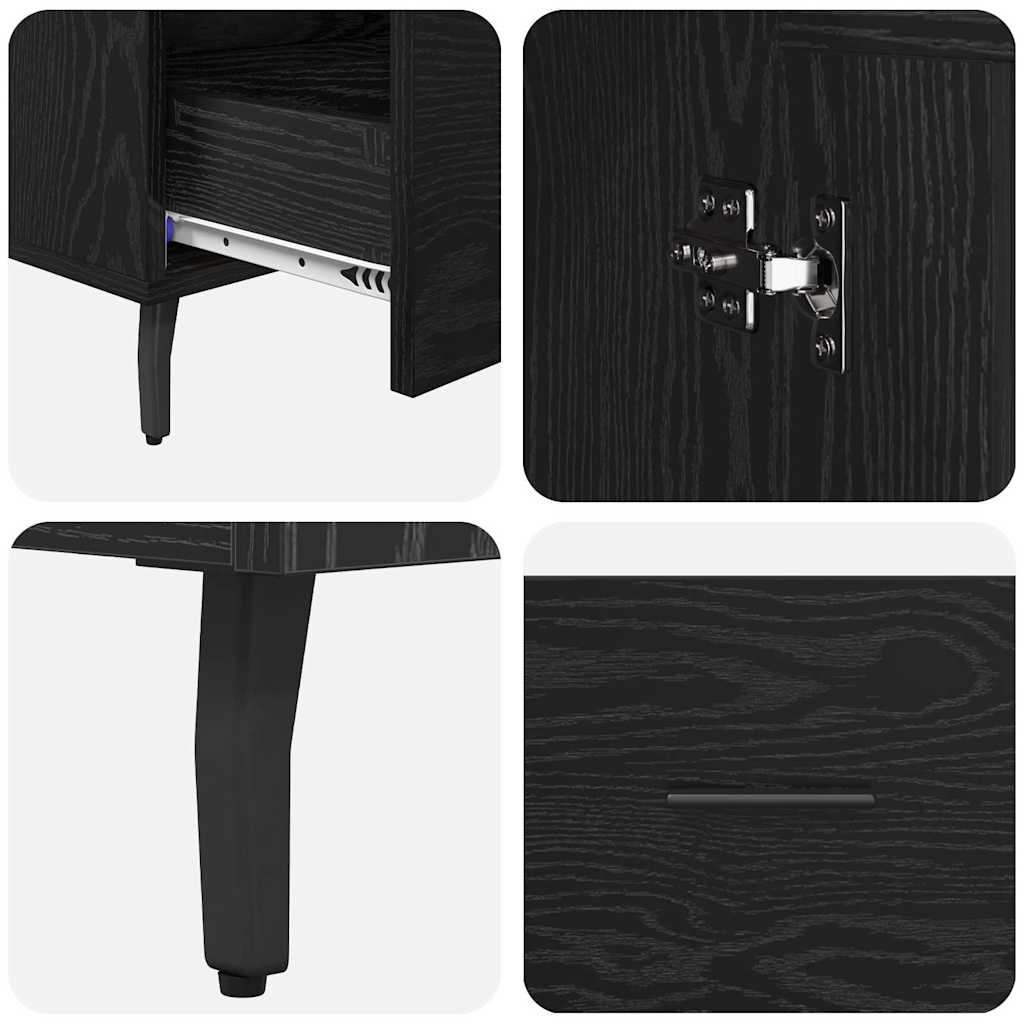 Highboard Μαύρη Οξυά 69,5 x 31 x 115 εκ. Επεξεργασμένο ξύλο
