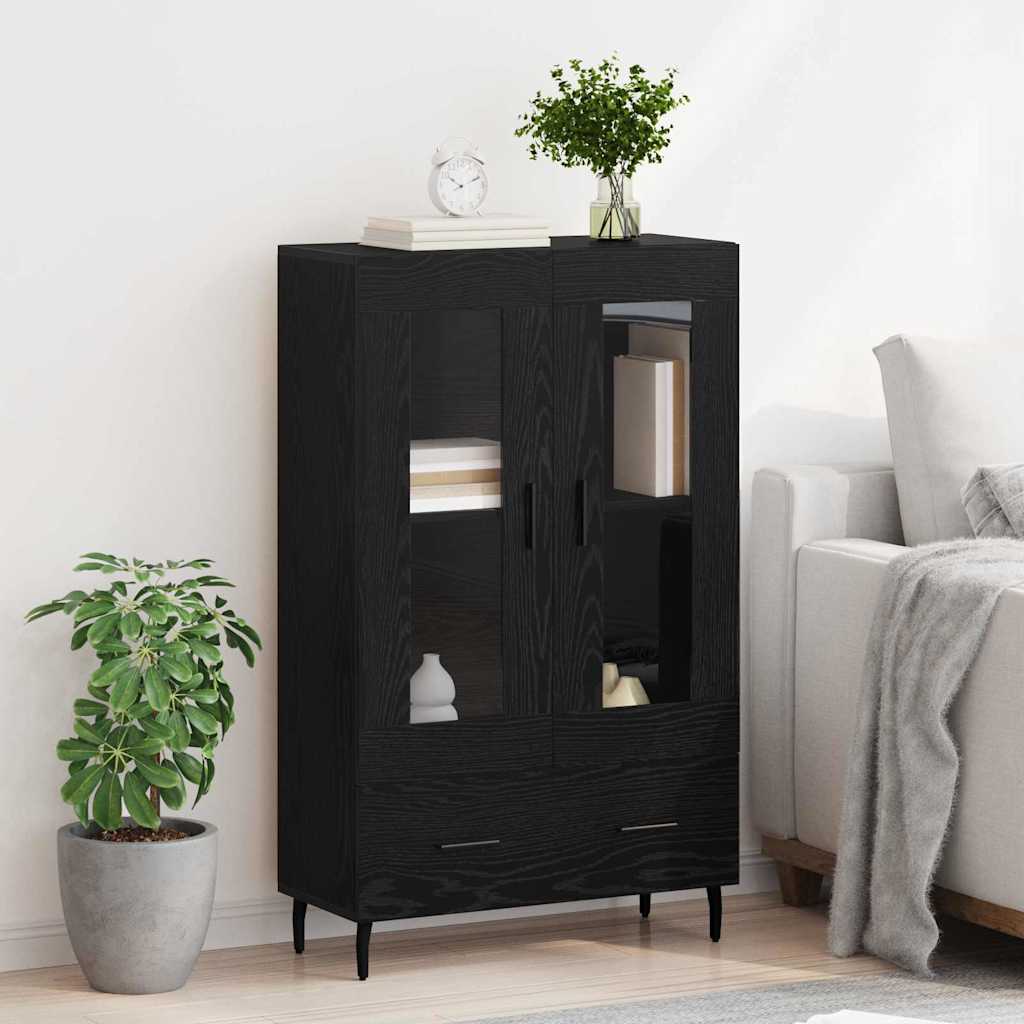 Highboard Μαύρη Οξυά 69,5 x 31 x 115 εκ. Επεξεργασμένο ξύλο
