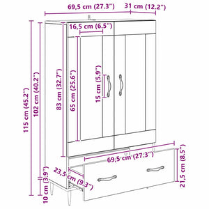 Highboard Παλιό Ξύλο 69,5 x 31 x 115 εκ. Επεξεργασμένο ξύλο - Pakobazaar