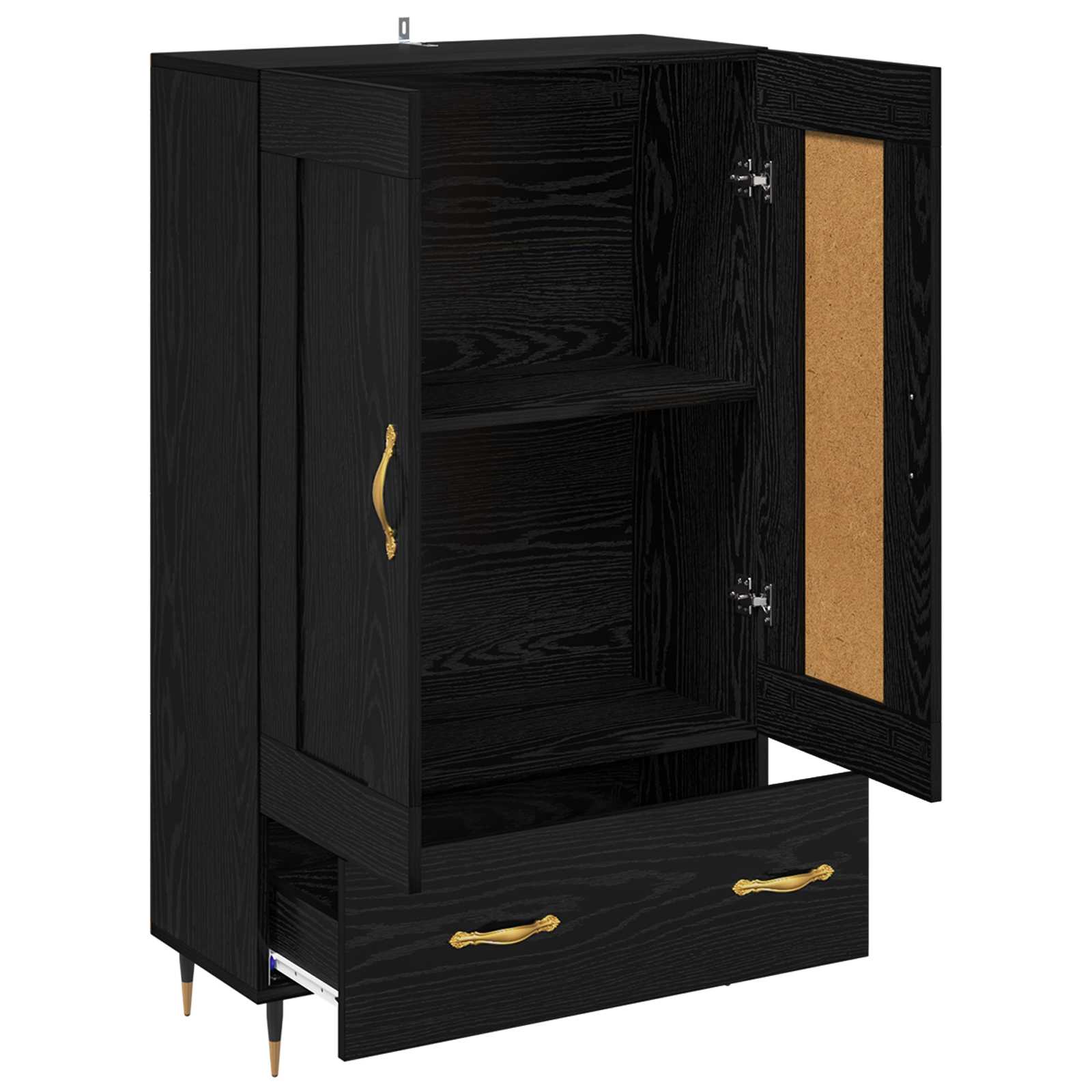 Highboard Μαύρη Οξυά 69,5 x 31 x 115 εκ. Επεξεργασμένο ξύλο - Pakobazaar