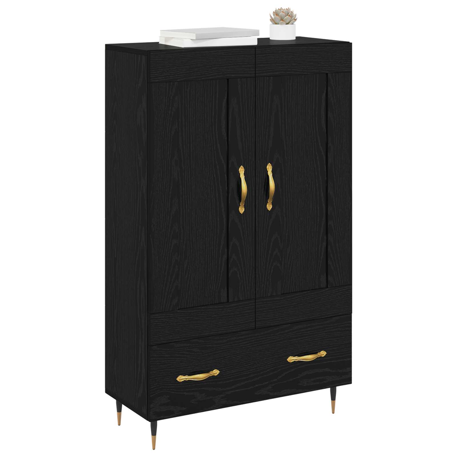 Highboard Μαύρη Οξυά 69,5 x 31 x 115 εκ. Επεξεργασμένο ξύλο - Pakobazaar