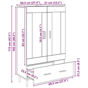 Highboard Παλιό Ξύλο 69,5 x 31 x 115 εκ. Επεξεργασμένο Ξύλο