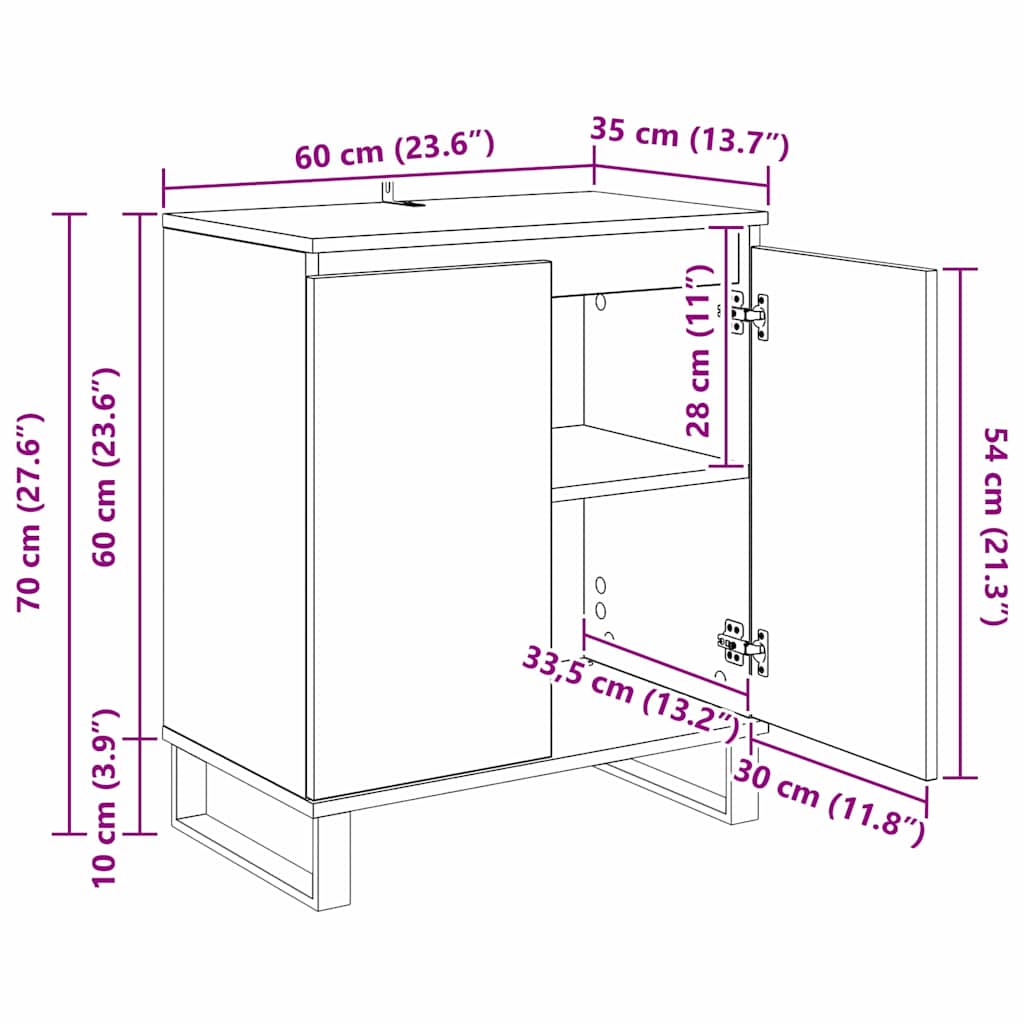 Πλαϊνό γραφείο Παλιό Ξύλο 60 x 35 x 70 cm Επεξεργασμένο ξύλο