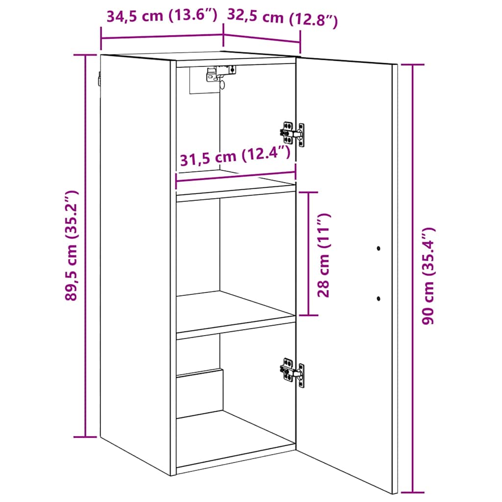 Επιτοίχιο ντουλάπι Artisan Oak 34,5 x 34 x 90 εκ. - Pakobazaar