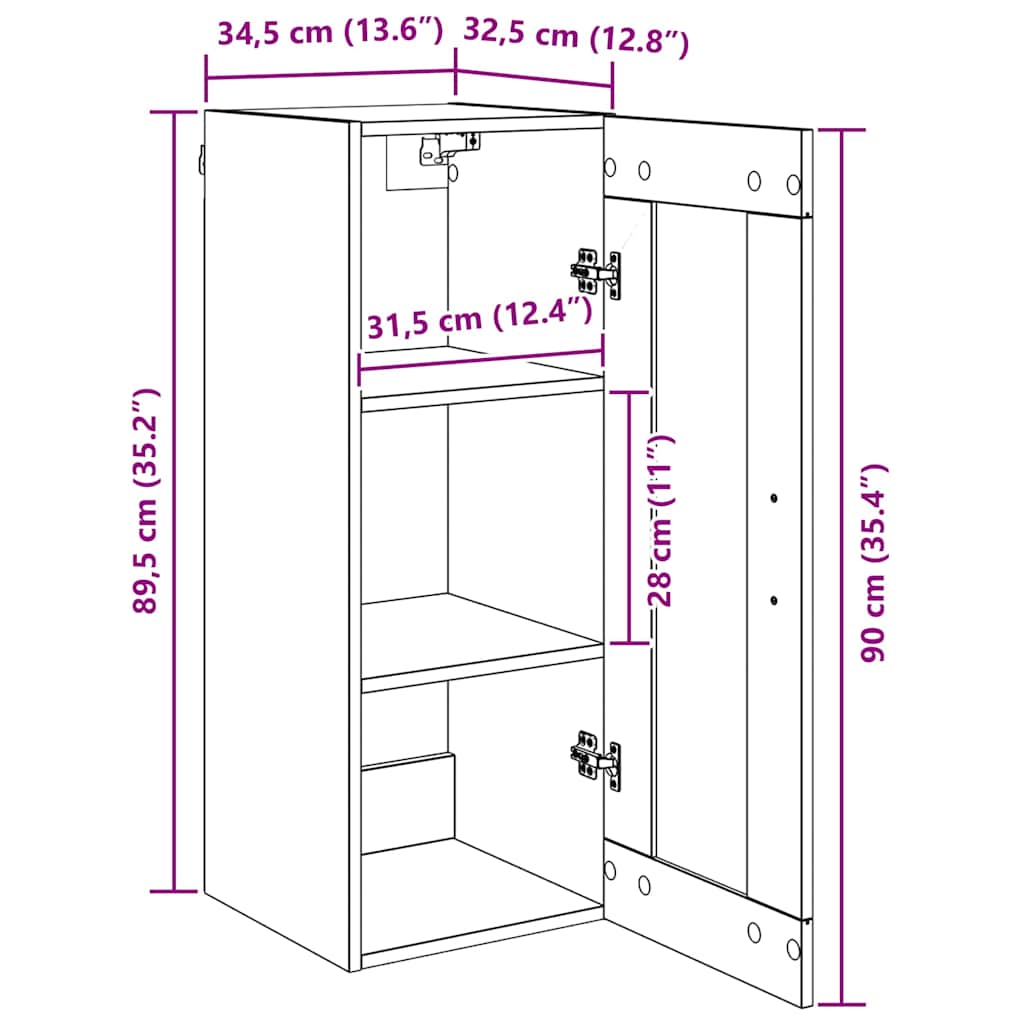 Επιτοίχιο ντουλάπι Παλιό Ξύλο 34,5 x 34 x 90 εκ. - Pakobazaar