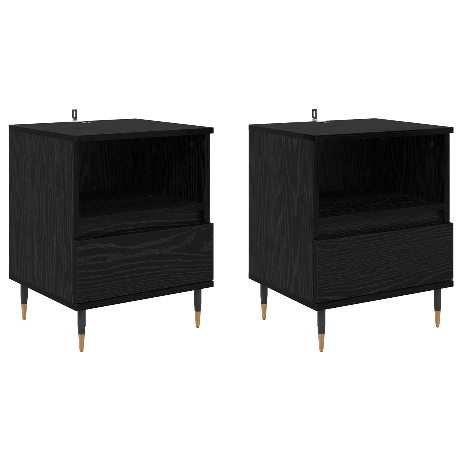 Κομοδίνο 2 pcs Μαύρη Οξυά 40 x 35 x 50 εκ. Επεξεργασμένο ξύλο - Pakobazaar