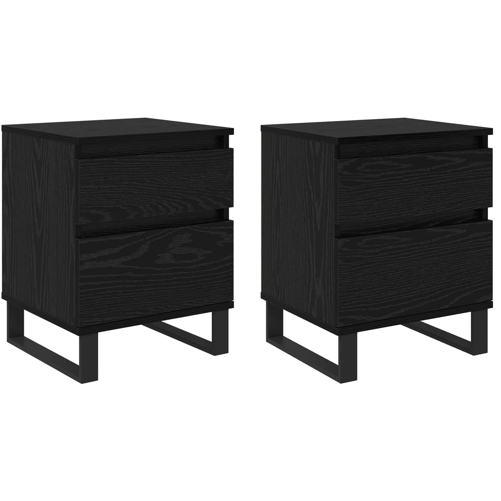 Κομοδίνο 2 pcs Μαύρη Οξυά 40 x 35 x 50 εκ. Επεξεργασμένο ξύλο - Pakobazaar