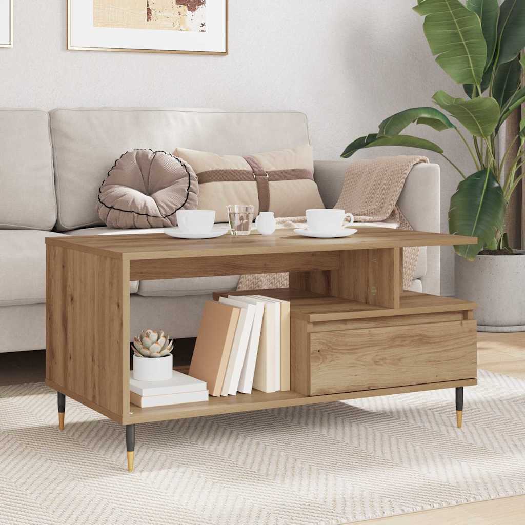 Τραπεζάκι σαλονιού με συρτάρι Artisan Oak 90 x 49 x 45 εκ - Pakobazaar
