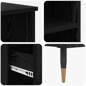Highboard Μαύρη Οξυά 40 x 36 x 110 εκ. Επεξεργασμένο Ξύλο
