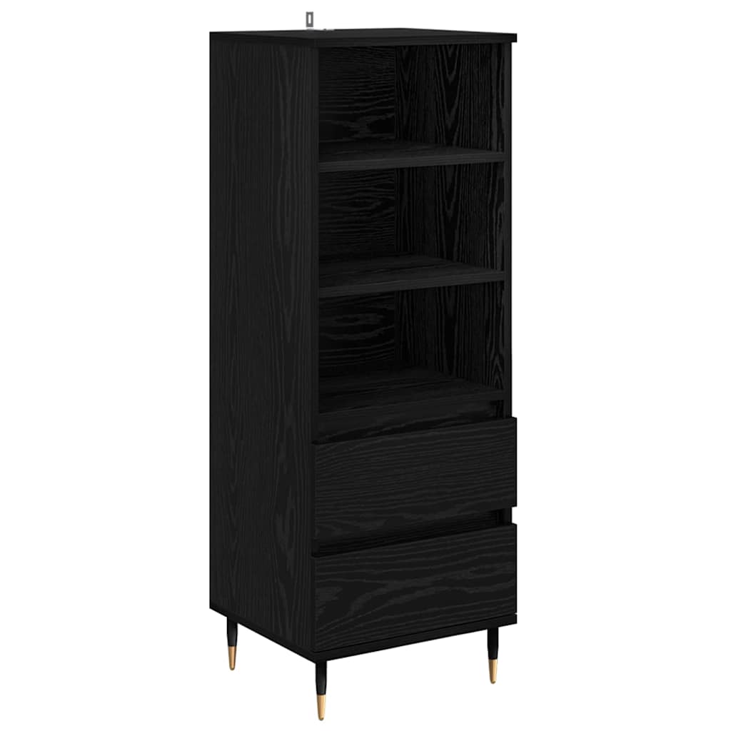 Highboard Μαύρη Οξυά 40 x 36 x 110 εκ. Επεξεργασμένο ξύλο