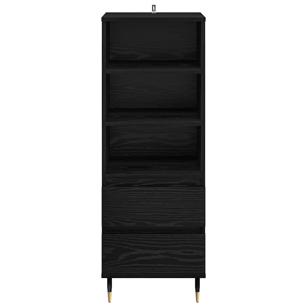 Highboard Μαύρη Οξυά 40 x 36 x 110 εκ. Επεξεργασμένο ξύλο