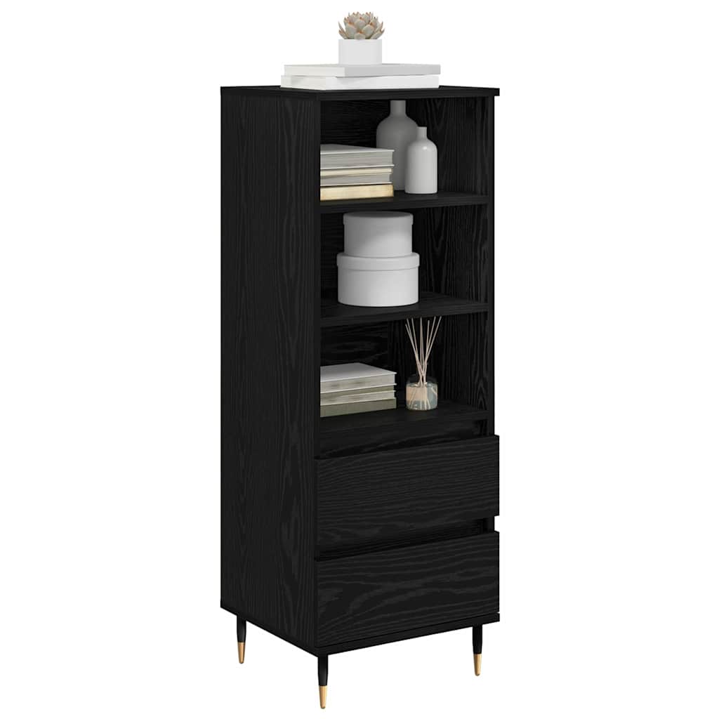 Highboard Μαύρη Οξυά 40 x 36 x 110 εκ. Επεξεργασμένο ξύλο