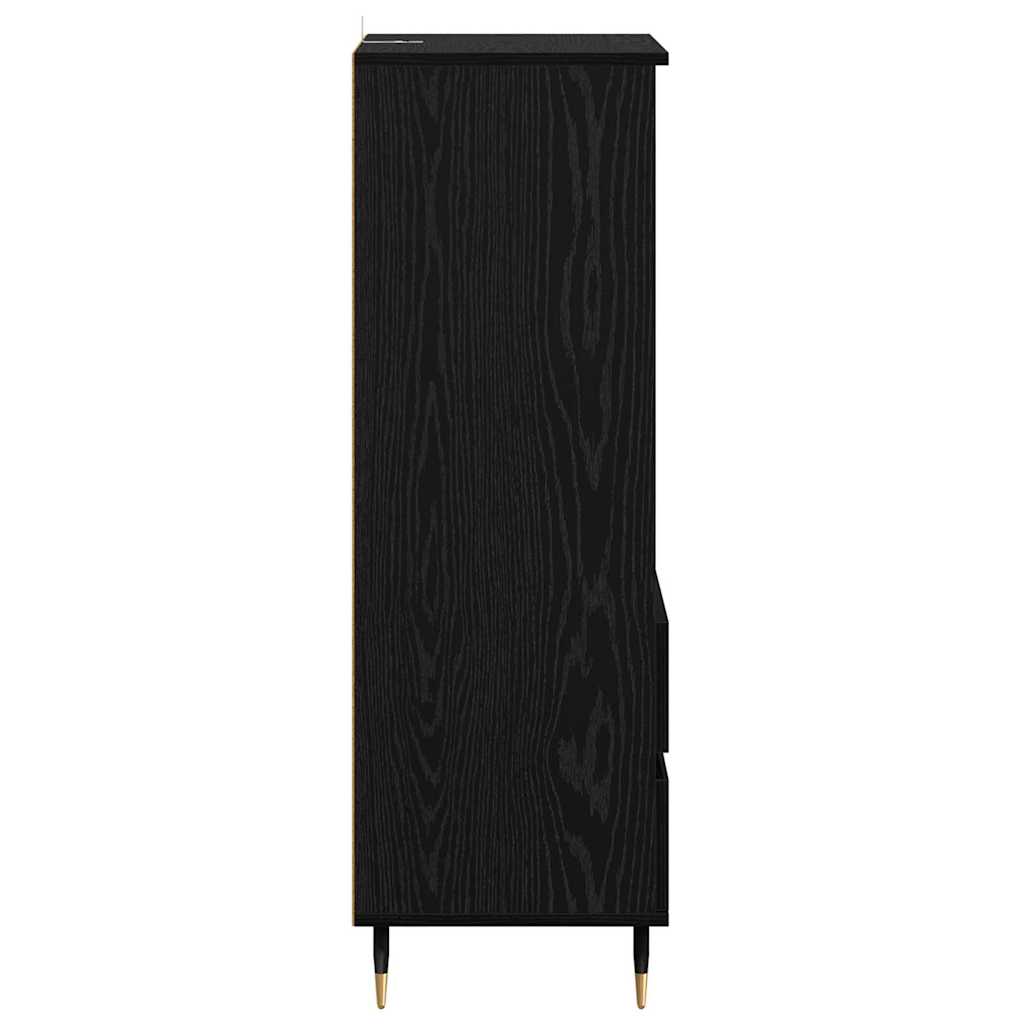 Highboard Μαύρη Οξυά 40 x 36 x 110 εκ. Επεξεργασμένο ξύλο