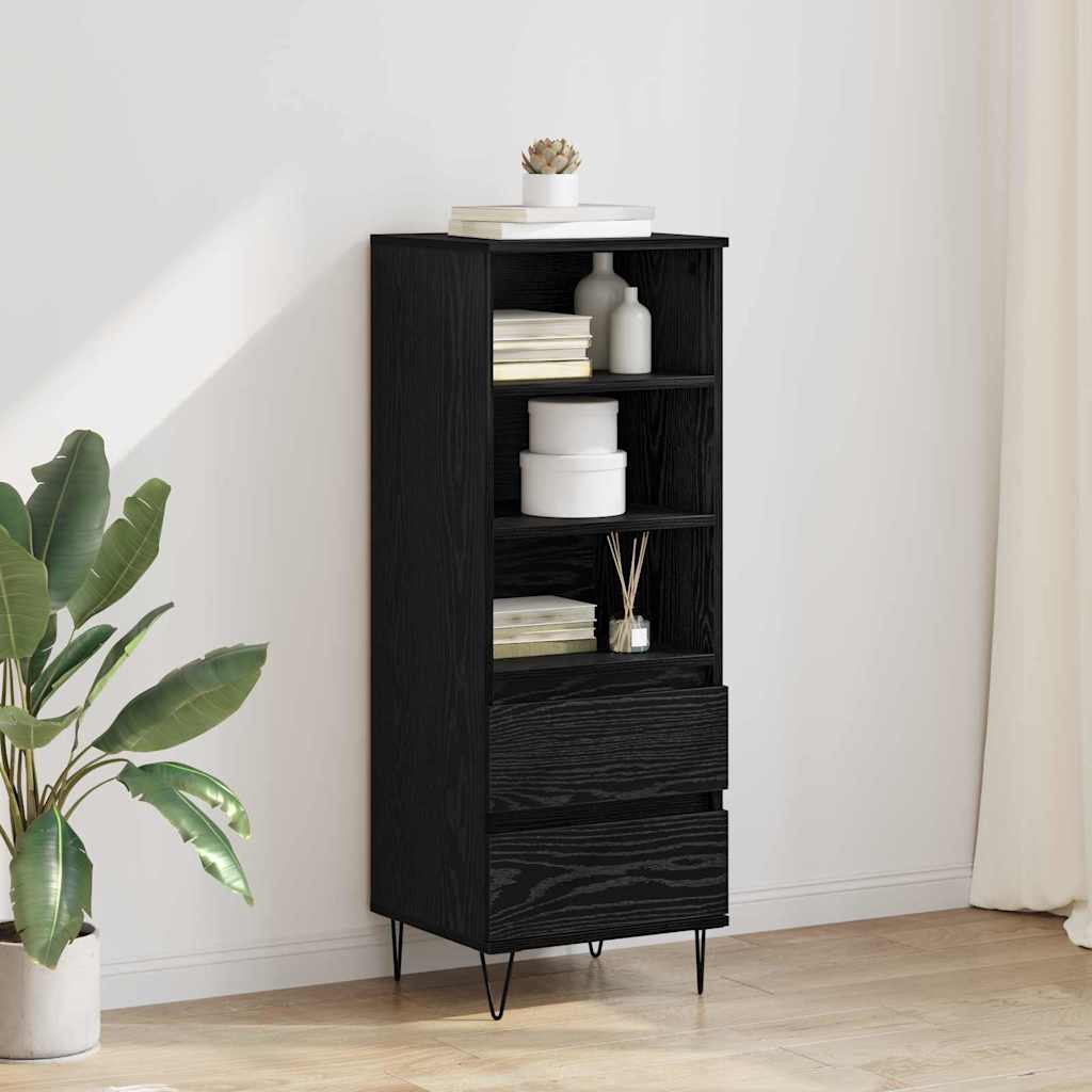 Highboard Μαύρη Οξυά 40 x 36 x 110 εκ. Επεξεργασμένο ξύλο