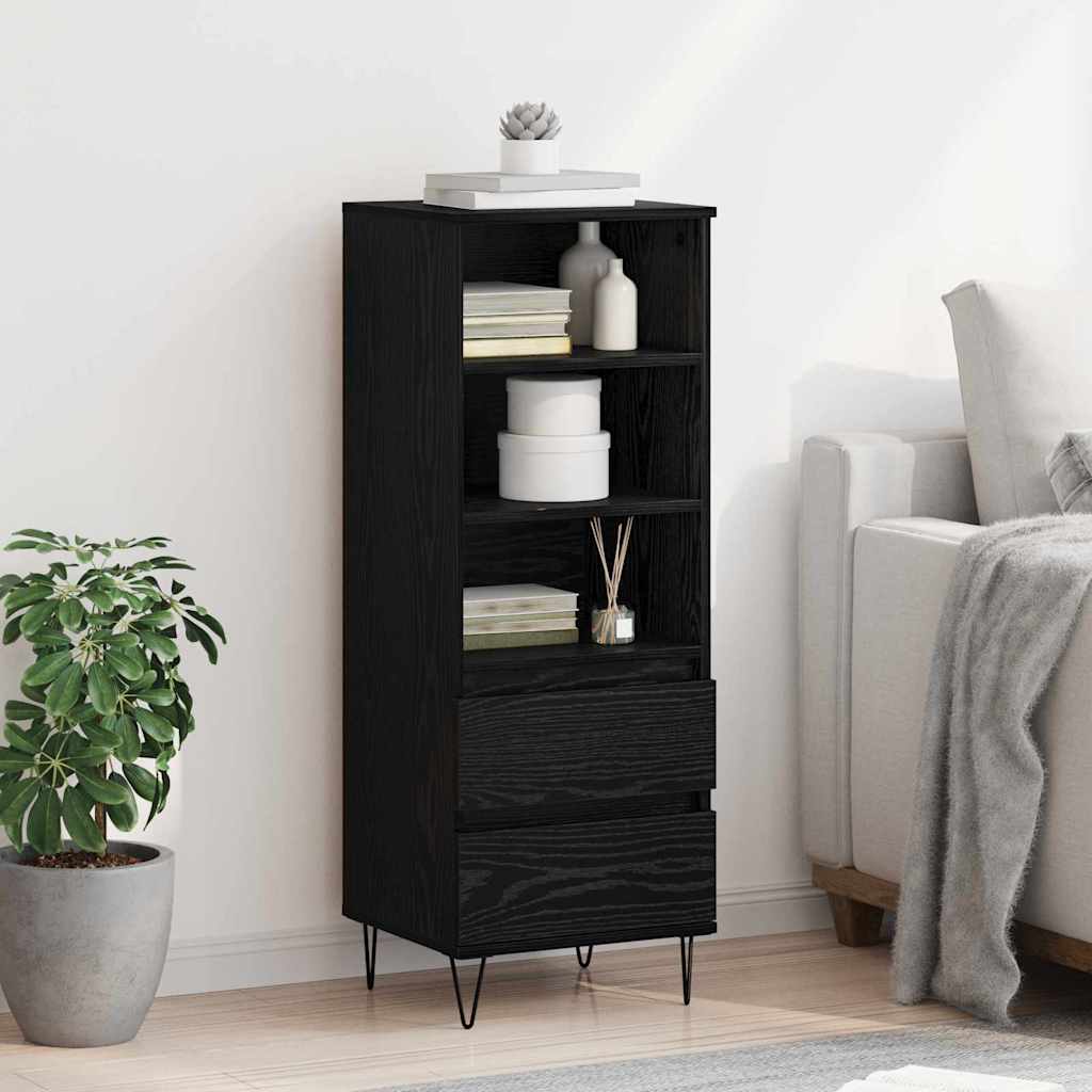 Highboard Μαύρη Οξυά 40 x 36 x 110 εκ. Επεξεργασμένο ξύλο