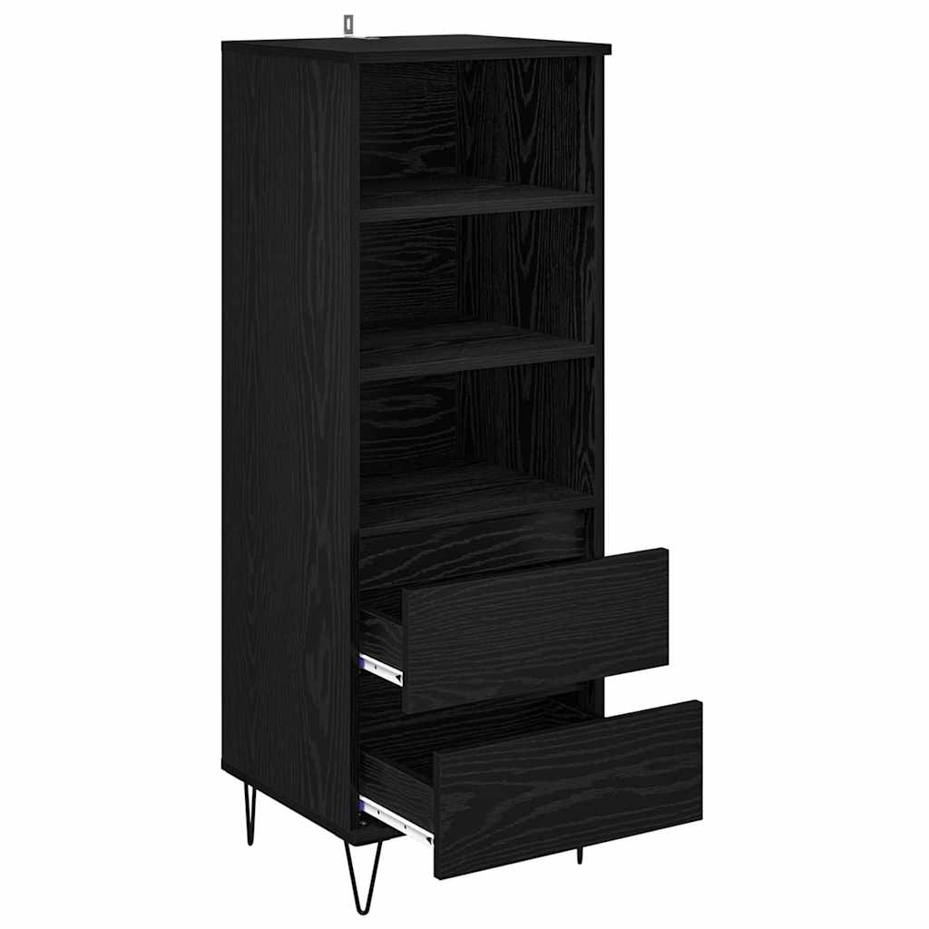 Highboard Μαύρη Οξυά 40 x 36 x 110 εκ. Επεξεργασμένο ξύλο