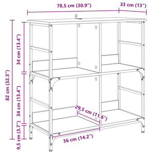 Ράφι Βιβλίων Μαύρη δρυς 78.5 x 33 x 82 εκ Επεξεργασμένο ξύλο - Pakobazaar