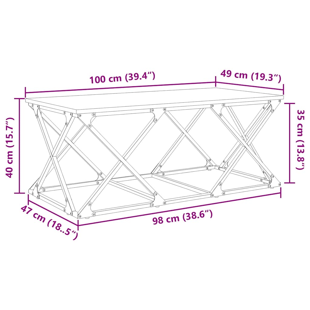 Τραπεζάκι σαλονιού Μαύρη Οξυά 100 x 49 x 40 εκ