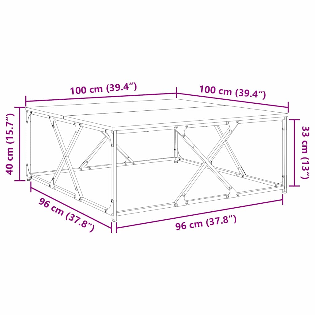 Τραπεζάκι σαλονιού Artisan Oak 100 x 100 x 40 cm - Pakobazaar
