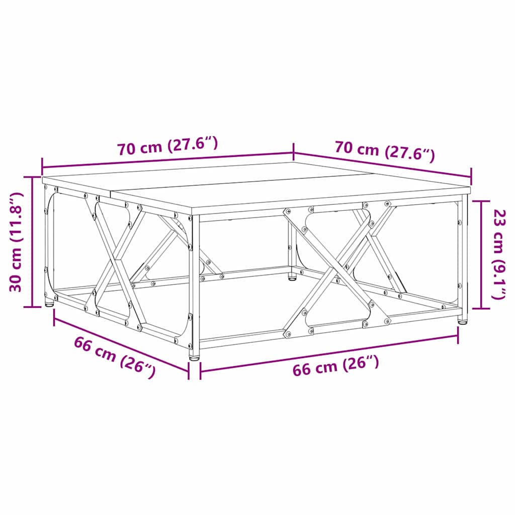 Τραπεζάκι σαλονιού Μαύρη Οξυά 70 x 70 x 30 cm