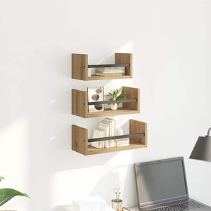 Σετ ραφιών τοίχου με ράφι 3 pcs Artisan Oak 40x16x14εκ. - Pakobazaar