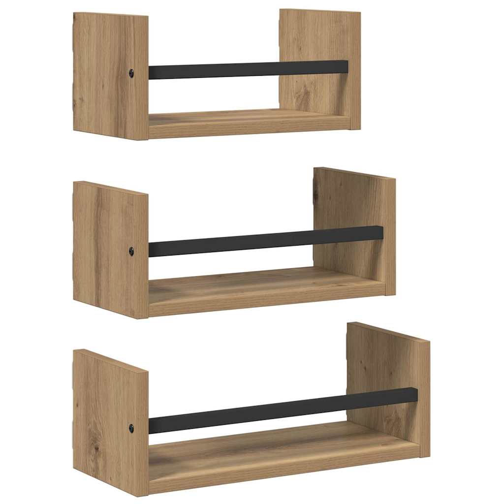 Σετ ραφιών τοίχου με ράφι 3 pcs Artisan Oak 40x16x14εκ. - Pakobazaar