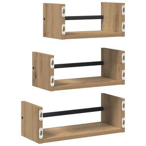 Σετ ραφιών τοίχου με ράφι 3 pcs Artisan Oak 40x16x14εκ. - Pakobazaar