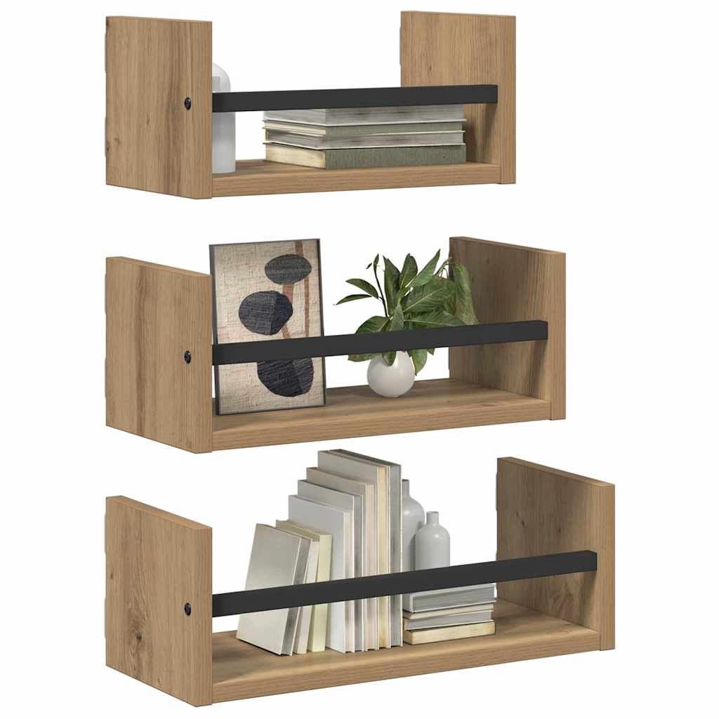 Σετ ραφιών τοίχου με ράφι 3 pcs Artisan Oak 40x16x14εκ. - Pakobazaar